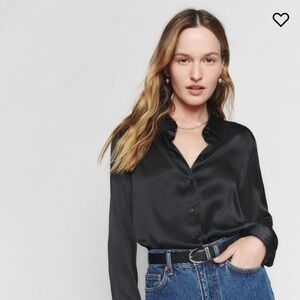 Reformation silk button up Sky top